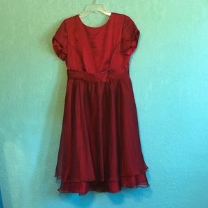 Custom red maroon tea length dress (size 10)